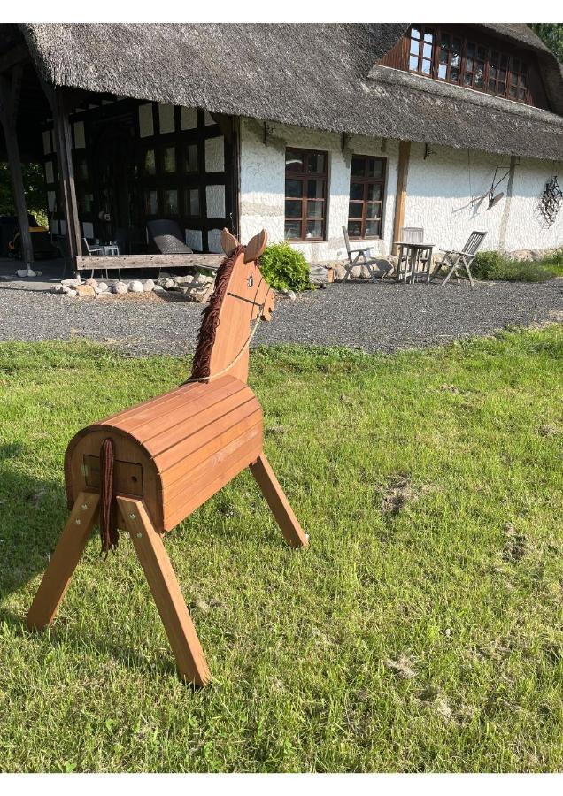 Ruhe unter Reet - Haus mit Sauna&Kamin im Grünen Gnarrenburg Exterior foto